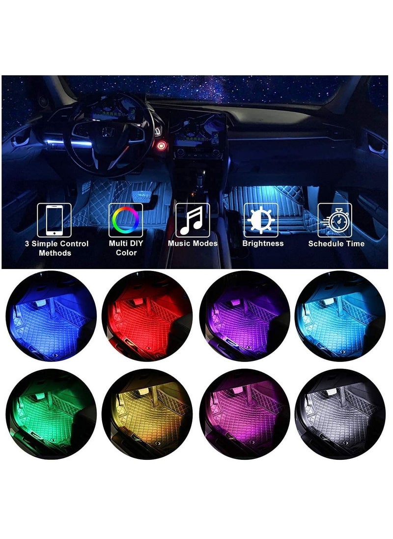 GT-Wheel - Car interior light, LED car light,48 LED lights, 8 RGB colors, music mode, application control car light kit, DIY mode, and music synchronization under the dashboard car lighting with USB adaptor. - Image 1