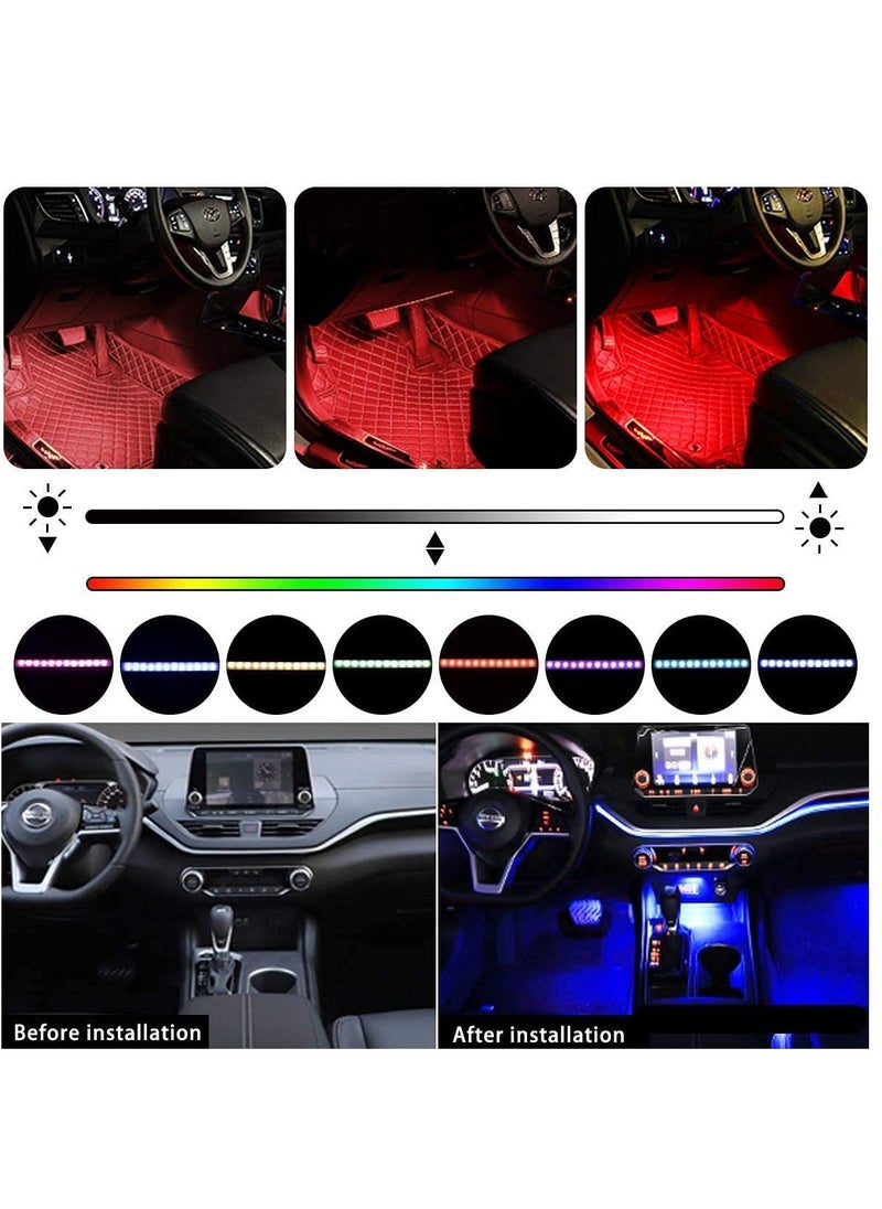 GT-Wheel - Car interior light, LED car light,48 LED lights, 8 RGB colors, music mode, application control car light kit, DIY mode, and music synchronization under the dashboard car lighting with USB adaptor. - Image 1