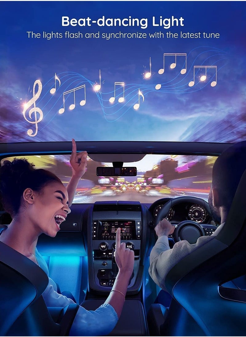 GT-Wheel - Car interior light, LED car light,48 LED lights, 8 RGB colors, music mode, application control car light kit, DIY mode, and music synchronization under the dashboard car lighting with USB adaptor. - Image 1