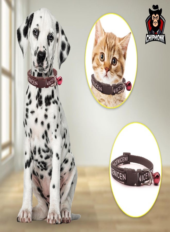 Chipmonk Set of 3 Cat & Puppy Collar with Bell,Kitten & Small Dogs Soft Adjustable,Safe,Solid & Protective Breakaway for Cats & Puppies,Cute Kitty Neckband with Nice Print-(Red,Black,Light Blue) - Image 2