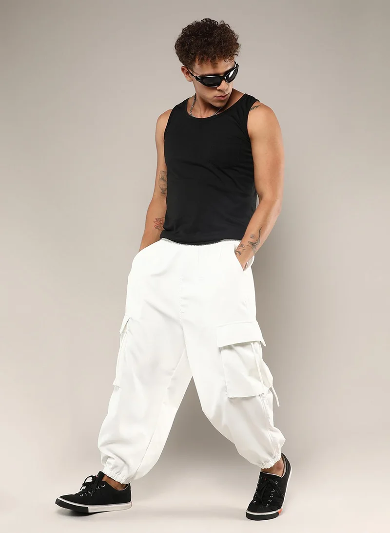 كامبوس سوترا Men's Chalk White Slouchy Utility Trousers