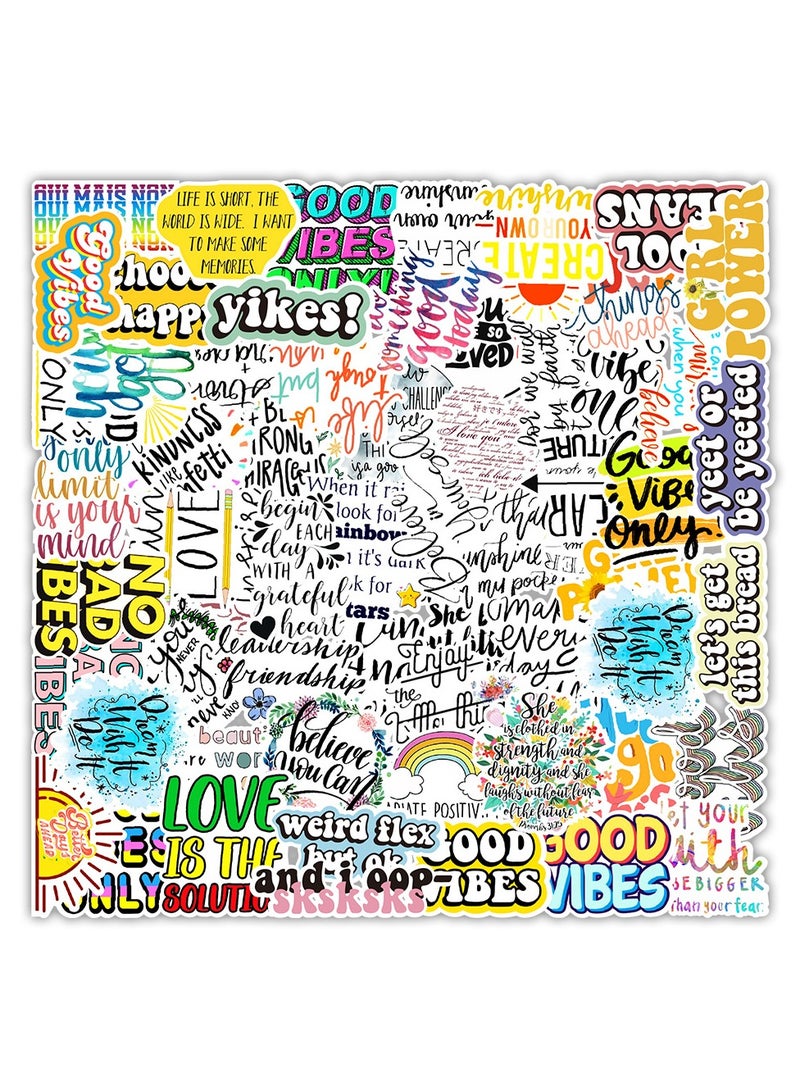 قوس قزح أورينبو 100 قطعة من ملصقات زجاجات المياه الملهمة المصنوعة من الفينيل المقاوم للماء والملصقات الجمالية لأجهزة الكمبيوتر المحمول والأمتعة والتزلج على الجليد والكمبيوتر للمراهقين والبنات والأطفال - Image 1