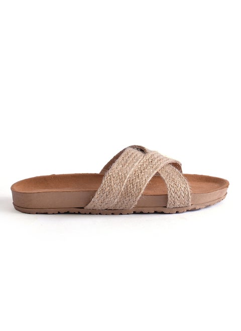 Slipper Flat Material Burlap SL-120 - Beige