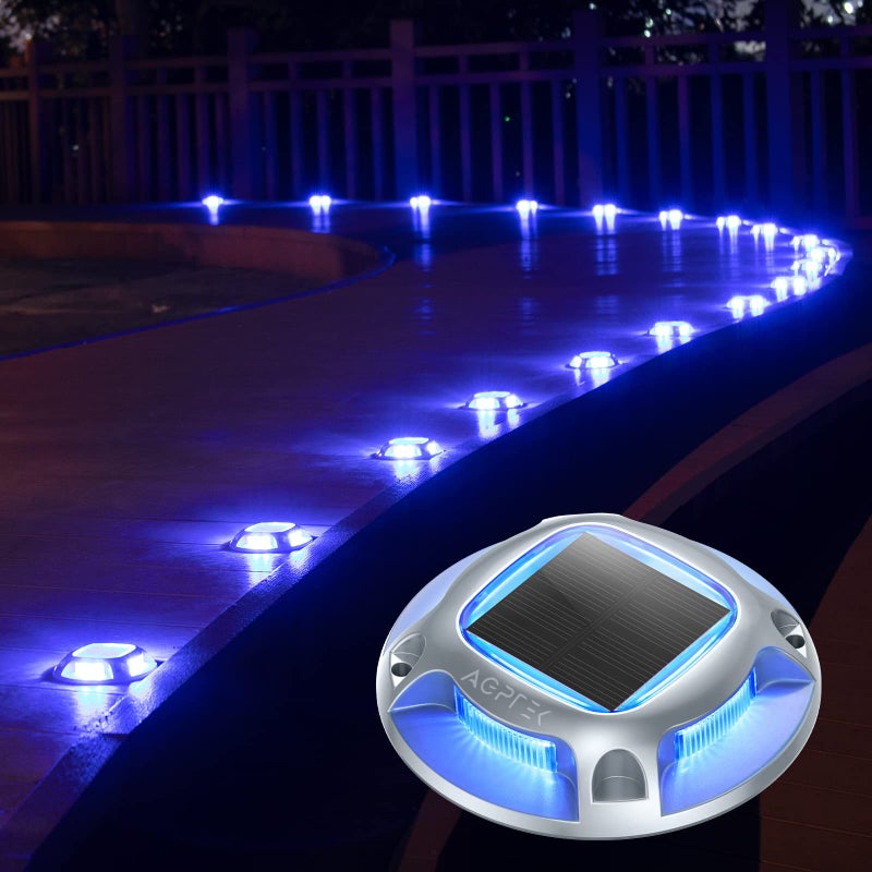 AGPtek أضواء ممرات AGPTEK الشمسية الخارجية 4 عبوات، 2 أوضاع ألوان LED للرصيف، مائية، أضواء أمان لتحديد الخطوات، الرصيف، السلم، الحديقة، الممر، الفناء (ضوء أزرق/أبيض بارد) - Image 2
