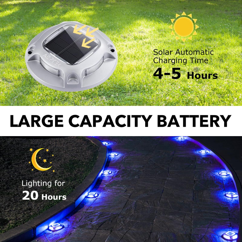 AGPtek أضواء ممرات AGPTEK الشمسية الخارجية 4 عبوات، 2 أوضاع ألوان LED للرصيف، مائية، أضواء أمان لتحديد الخطوات، الرصيف، السلم، الحديقة، الممر، الفناء (ضوء أزرق/أبيض بارد) - Image 4