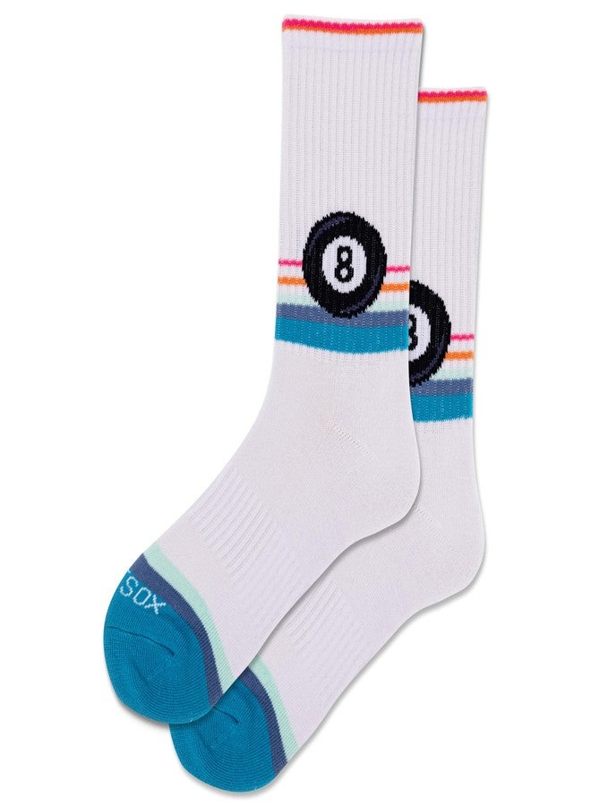 Hot Sox Women's Retro Eight Ball Crew Sock 1 Pair Pack, White, Women's Shoe Size: 4-10