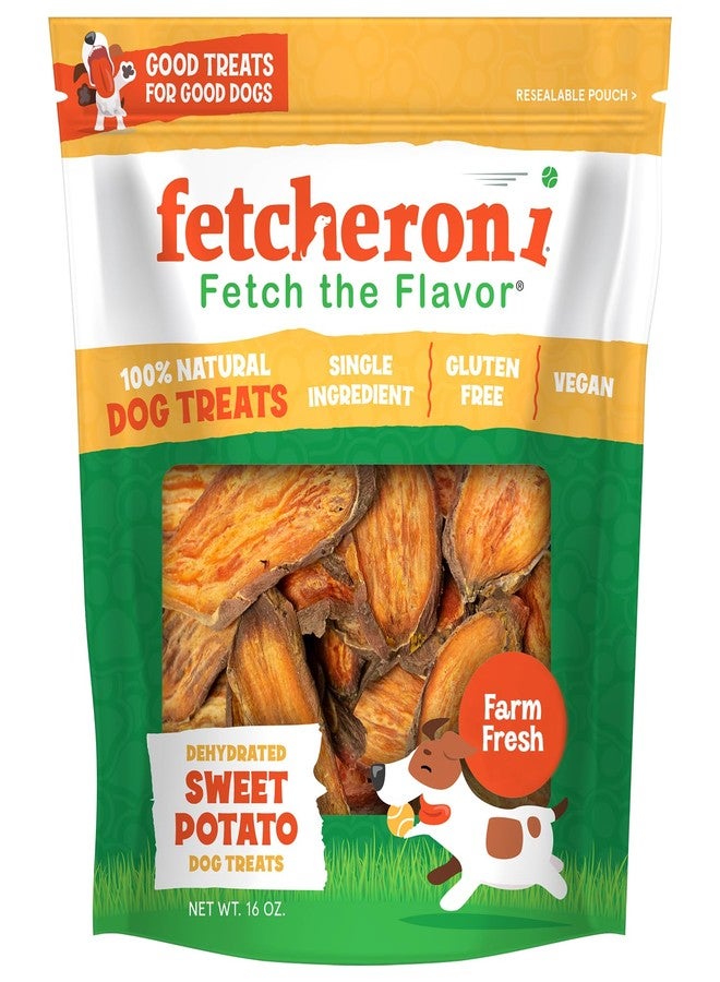 FETCHERONI Sweet Potato Dog Treats, Healthy Dental Treats, Dehydrated Vegan Chews, High Fiber Gluten Free, Vegetarian Pet Food for Training and Teeth Cleaning for Canines 16oz - Image 1