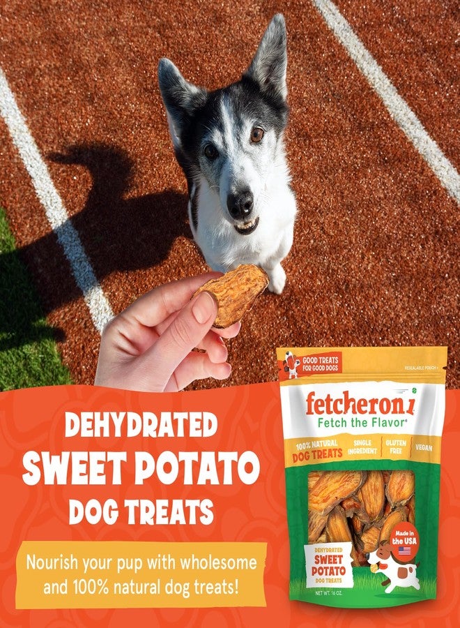FETCHERONI Sweet Potato Dog Treats, Healthy Dental Treats, Dehydrated Vegan Chews, High Fiber Gluten Free, Vegetarian Pet Food for Training and Teeth Cleaning for Canines 16oz - Image 2