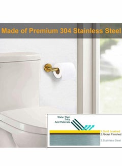 Excefore Restroom Fixtures Brushed Gold Toilet Paper Holder, Bathroom, Wall Mount Durable SUS304 Stainless Steel, Modern Style, Toilet Paper Holder Modern Style, for Hotel Kitchen  - Image 3