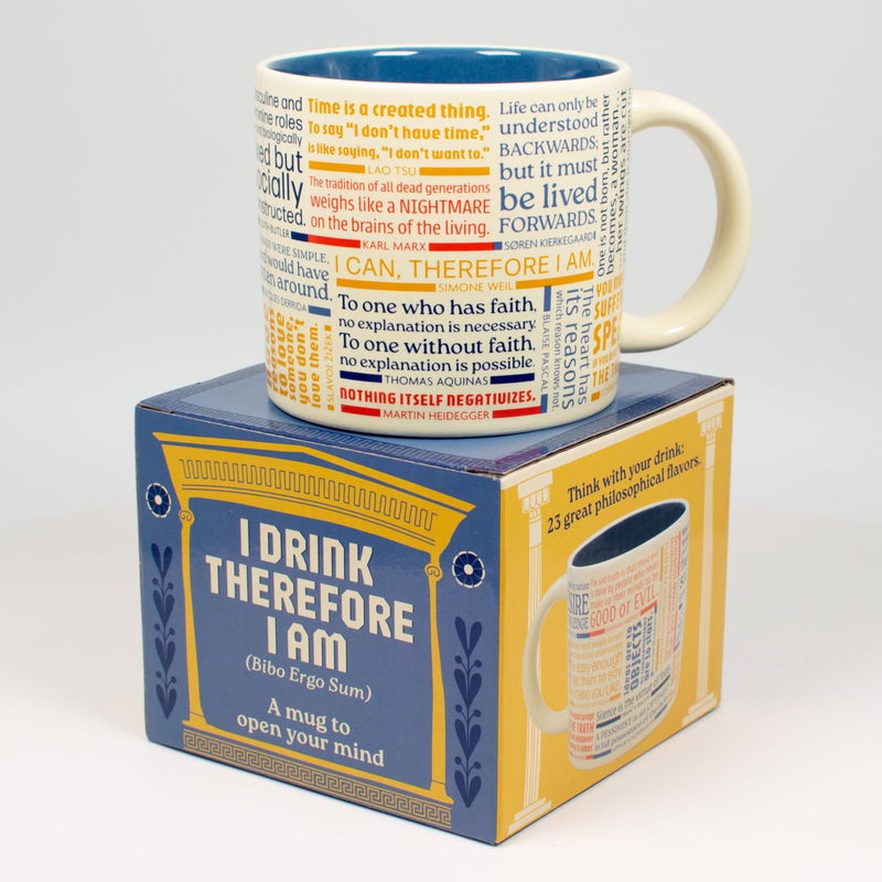 The Unemployed Philosophers Guild I Drink Therefore I Am Featuring 23 Great Philosophical Quotes Comes in a Fun Gift Box 14 oz