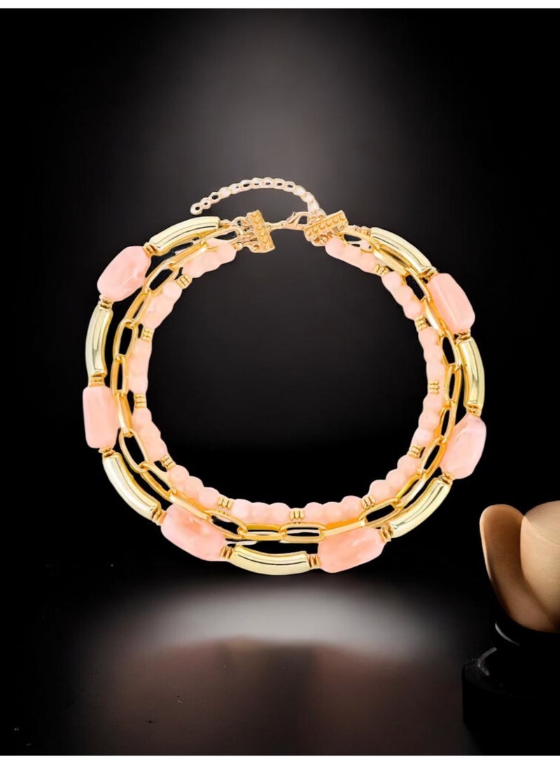 ANUM BY MUNA Luxury Handmade Necklace with Rose Quartz & Gold Accents - Image 1