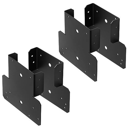 MOUNTAIN_ARK 4 Pcs 6x6 Black T Shaped Post and Beam Connector, Pergola Bracket, Adjustable Post Caps Tie Brackets for Wood Roof Truss, 14 Gauge - Image 3