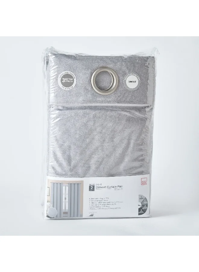 Home Box Dove 2-Piece Velvet Extra Long Dimout Curtain Set 135 x 300 cm
