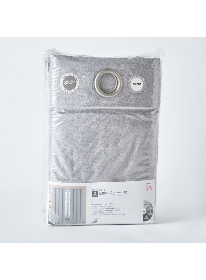 Home Box Dove 2-Piece Velvet Extra Long Dimout Curtain Set 135 x 300 cm - Image 4