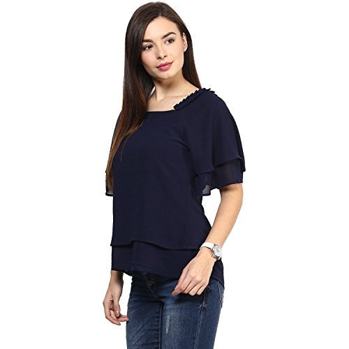 RARE Women Navy Blue Georgette Top (EP1211-S) - Image 2