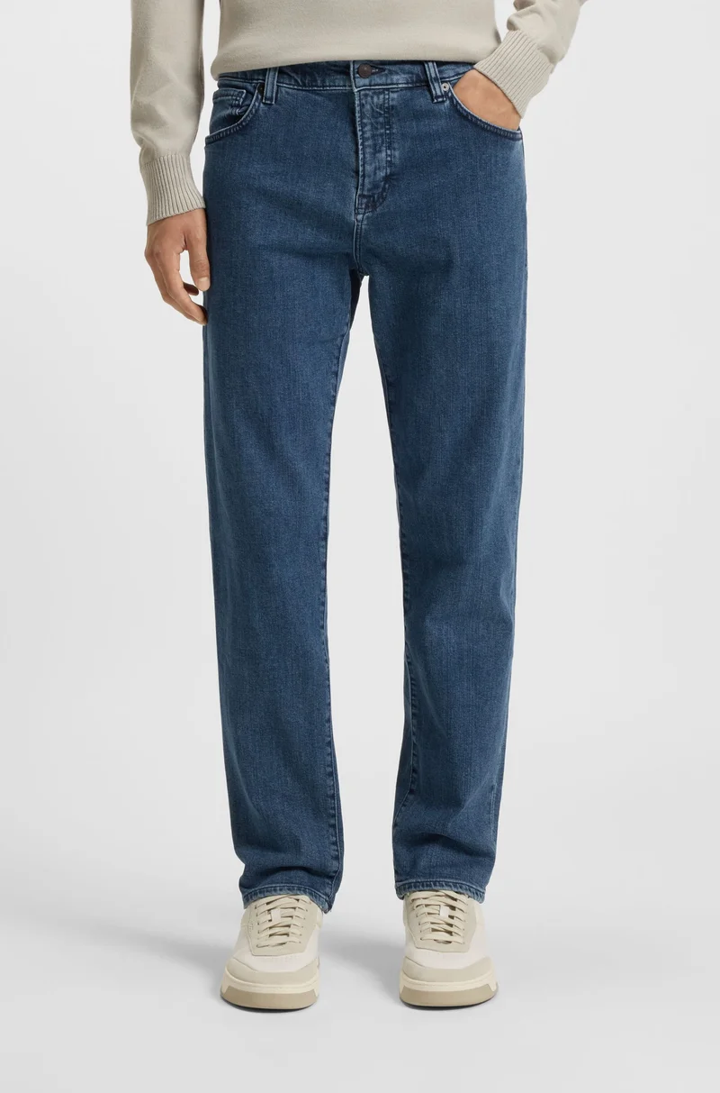 BOSS Maine regular-fit jeans in blue comfort-stretch denim
