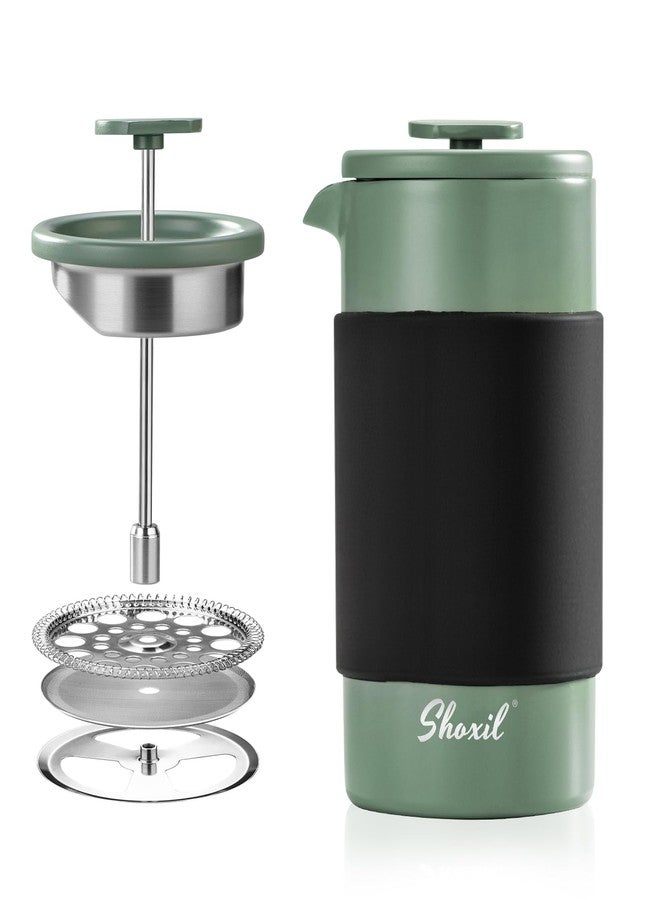 shoxil French Press - 350ml Stainless Steel Coffee Press, 2 Cup Cafetiere for Ground Coffee, Portable & Induction Compatible - Image 1