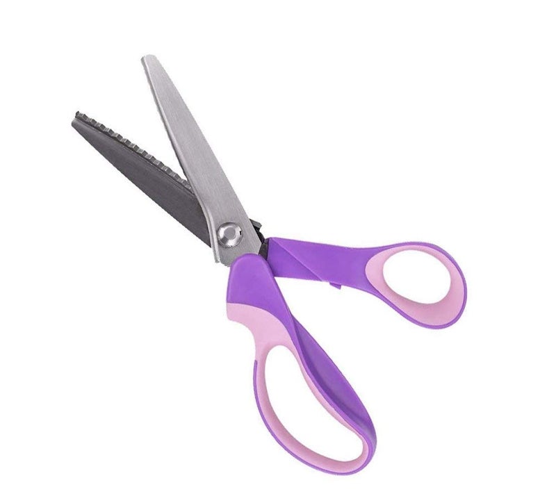 Pinking Shears Stainless Steel Pinking Shears Comfort Grip Handled Professional Fabric Crafts Dressmaking Zig Zag Cut Scissors Sewing Scissors 9 Serrated Purple