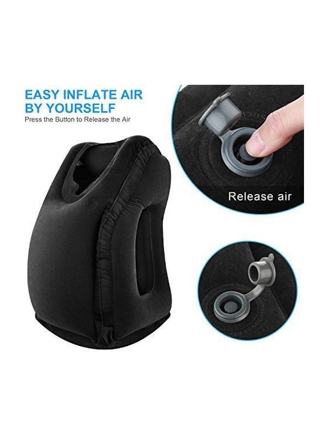 Portable Inflatable Travel Pillow Velvet Black 35x55centimeter - Image 2