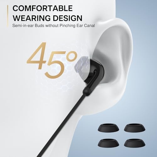 iMangoo Wired Headphones USB C for Apple iPhone 17 Air 16 Pro Max 15 Android,All Day Ready Corded Earphones with Noise Isolating Microphone for Gym Workout Home Office Travel Type C Earbuds Black - Image 2