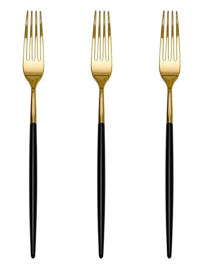 Trendables 120 Pack Two Toned Heavy Duty Plastic Silverware Forks - Stunning Dual Colored Black and Gold Disposable Plastic Fork - Disposable Utensils For Wedding Parties And All Occasions - Image 2