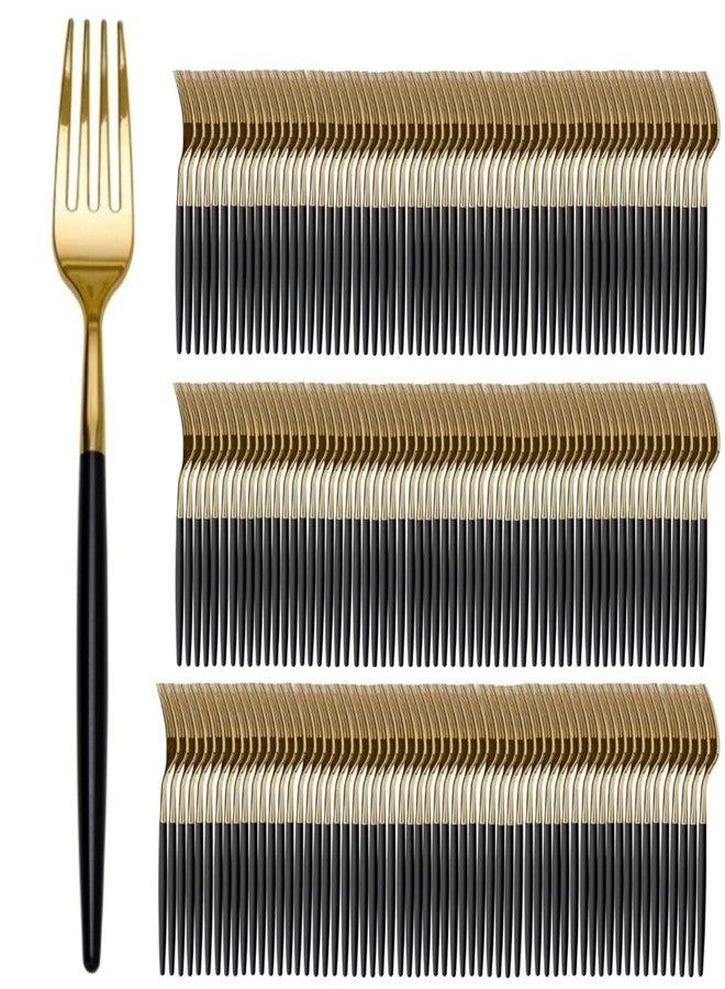Trendables 120 Pack Two Toned Heavy Duty Plastic Silverware Forks - Stunning Dual Colored Black and Gold Disposable Plastic Fork - Disposable Utensils For Wedding Parties And All Occasions - Image 1