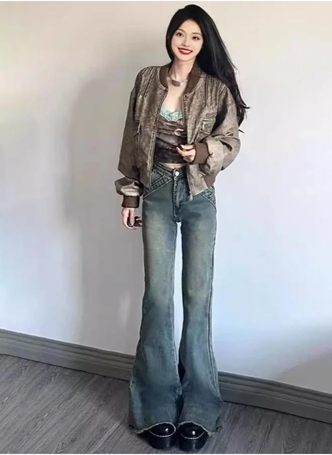 YUNIQEE Blue Flared High-Rise Light Fade Denim Jeans
