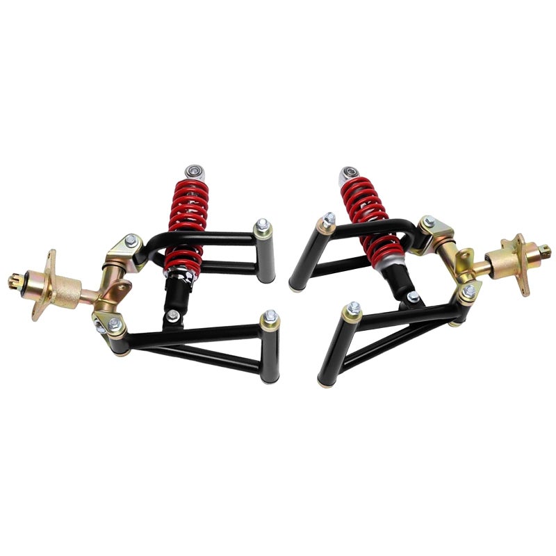 Flynsu 11'' Front Suspension Shock Swing Arm Full Kit Upper Lower Steering Knuckle Spindle Kit Replacement for DIY ATV Quad Bike Buggy Go Kart Parts - Image 1
