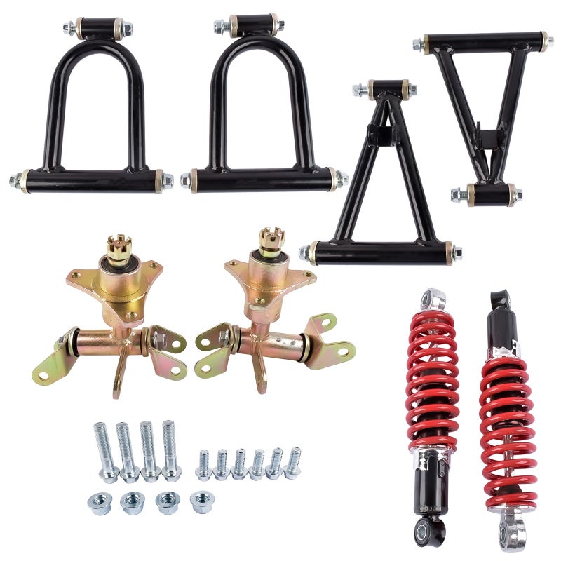 Flynsu 11'' Front Suspension Shock Swing Arm Full Kit Upper Lower Steering Knuckle Spindle Kit Replacement for DIY ATV Quad Bike Buggy Go Kart Parts - Image 3