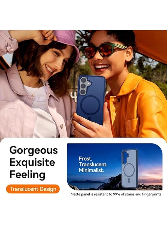 Designed for Magnetic Samsung Galaxy S23 FE Case,[Compatible with MagSafe] [Military Grade Drop Protection] Slim Translucent Matte Shockproof with Anti-Fingerprint Phone Case- (Blue) - Image 4
