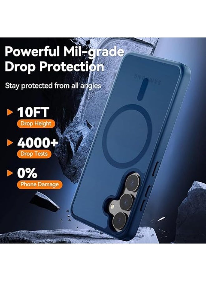 Designed for Magnetic Samsung Galaxy S23 FE Case,[Compatible with MagSafe] [Military Grade Drop Protection] Slim Translucent Matte Shockproof with Anti-Fingerprint Phone Case- (Blue) - Image 3