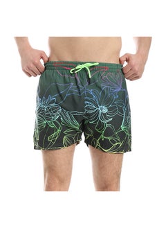 Multicolour Slip On Elastic Waist Swim Shorts