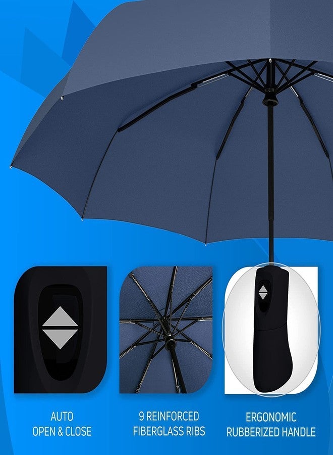 Eloxee Lightweight Travel Mini Folding Umbrella with Waterproof Case - 6-Rib Compact Sun & Rain Pocket Umbrella for Purse, Windproof for Women & Girls (AUTO ON OFF BLUE) - Image 3