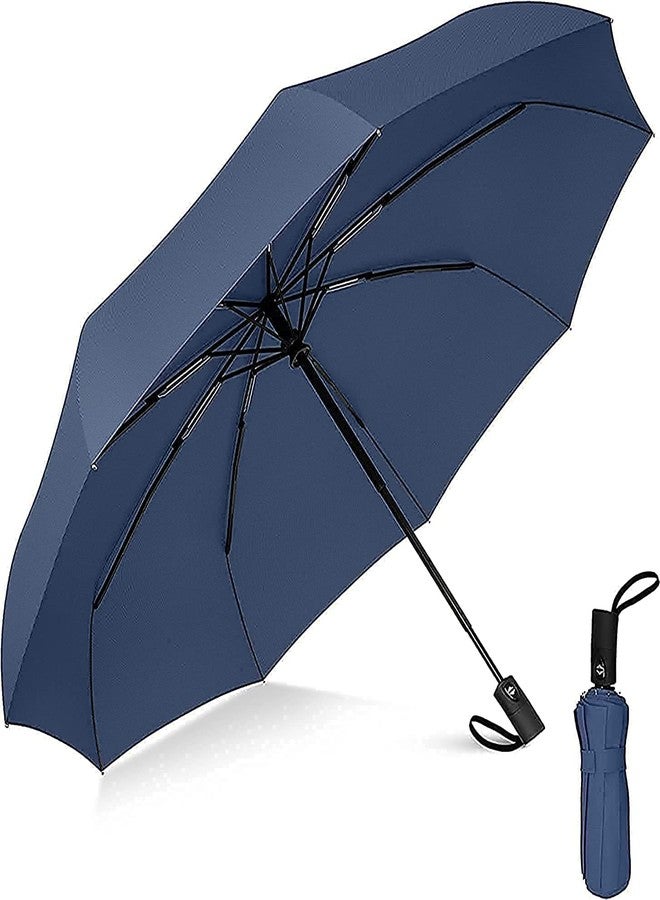 Eloxee Lightweight Travel Mini Folding Umbrella with Waterproof Case - 6-Rib Compact Sun & Rain Pocket Umbrella for Purse, Windproof for Women & Girls (AUTO ON OFF BLUE) - Image 1
