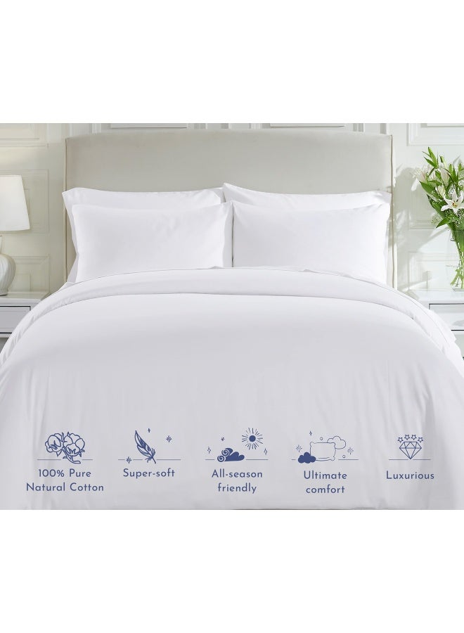 California Design Den Cotton Duvet Cover Set  400 Thread Count  Pure White  King - Image 5