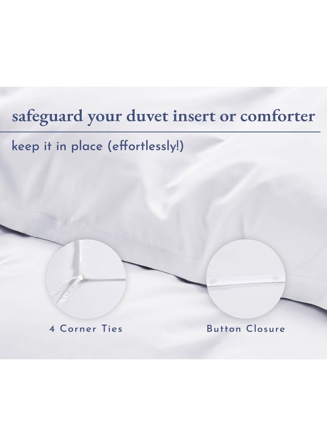 California Design Den Cotton Duvet Cover Set  400 Thread Count  Pure White  King - Image 4
