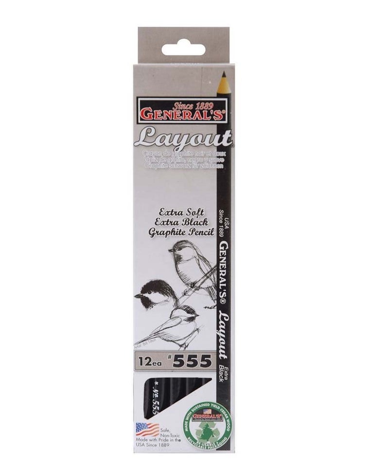 General's Layout Pencil, Extra Black Graphite, Box of 1 Dozen (555) - Image 1