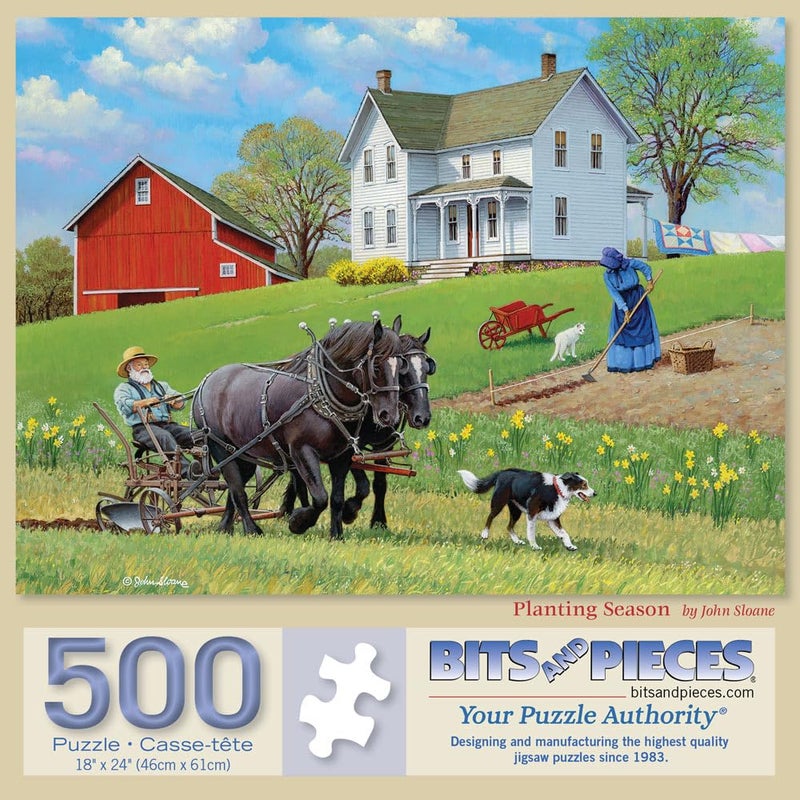 Bits and Pieces 500 Piece Jigsaw Puzzle for Adults 18 x 24 Planting Season 500 pc Farming Countryside Jigsaw by John Sloane - Image 3
