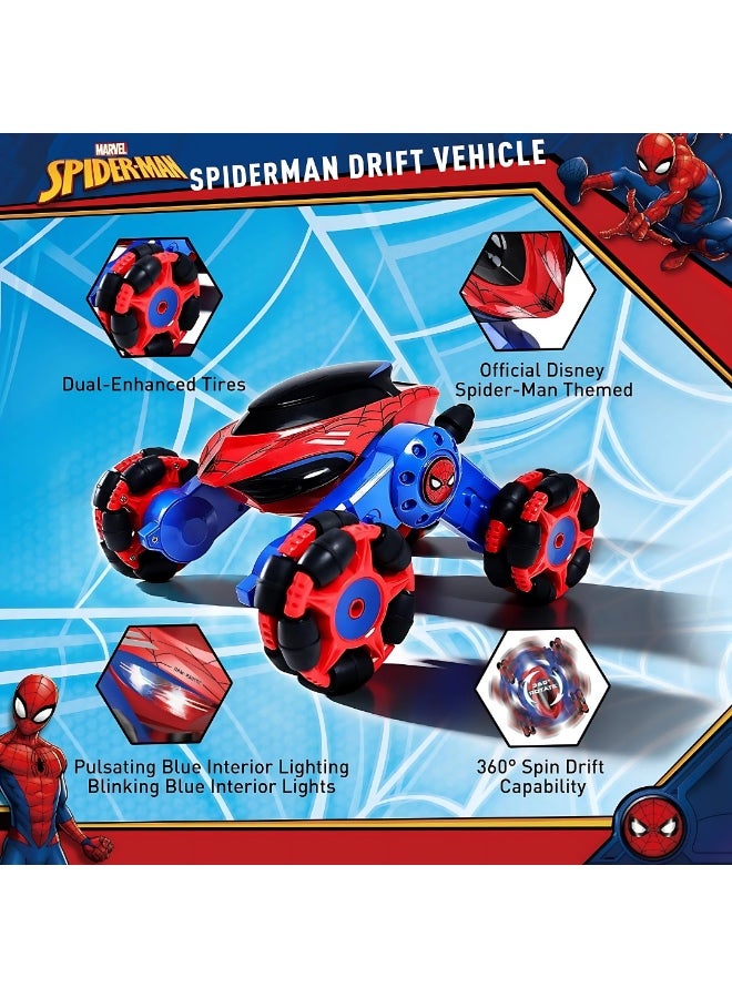 Marvel Spider-Man Drift Vehicle RC Car | 2.4 GHz Remote Control Stunt Toy | 360° Rotating Drifter with Lights | Full Function Radio Control for Boys & Girls - Image 3