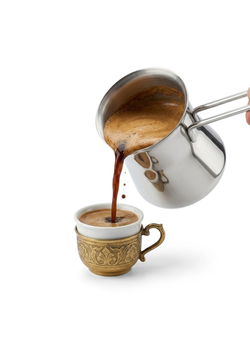 Stainless Steel Coffee Pot, Turkish Coffee Maker, Hot Beverage Boiler - Silver - Image 2