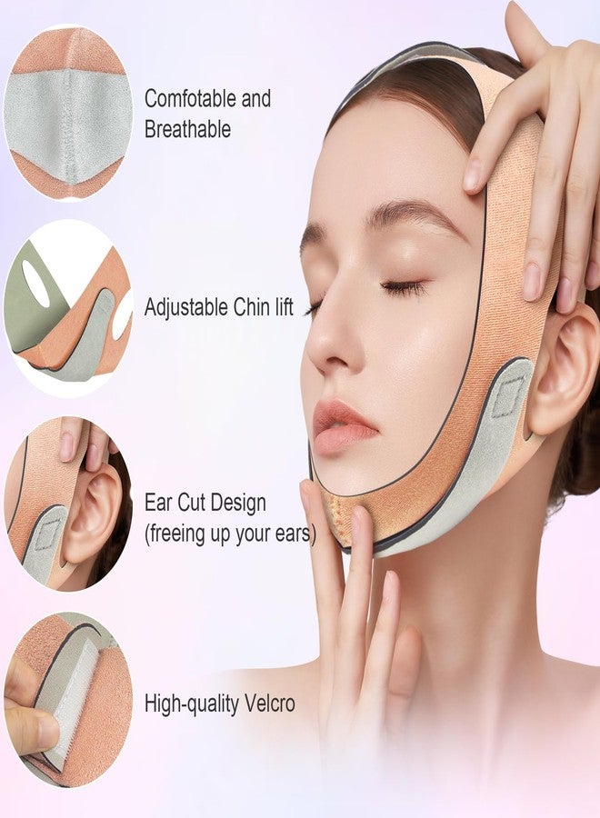 FERNIDA V Line Lifting Mask Chin Strap, FERNIDA Soft V Shaped Face Mask Chin Cheek Lift Band Jaw Exerciser for Women and Men, Orange - Image 2