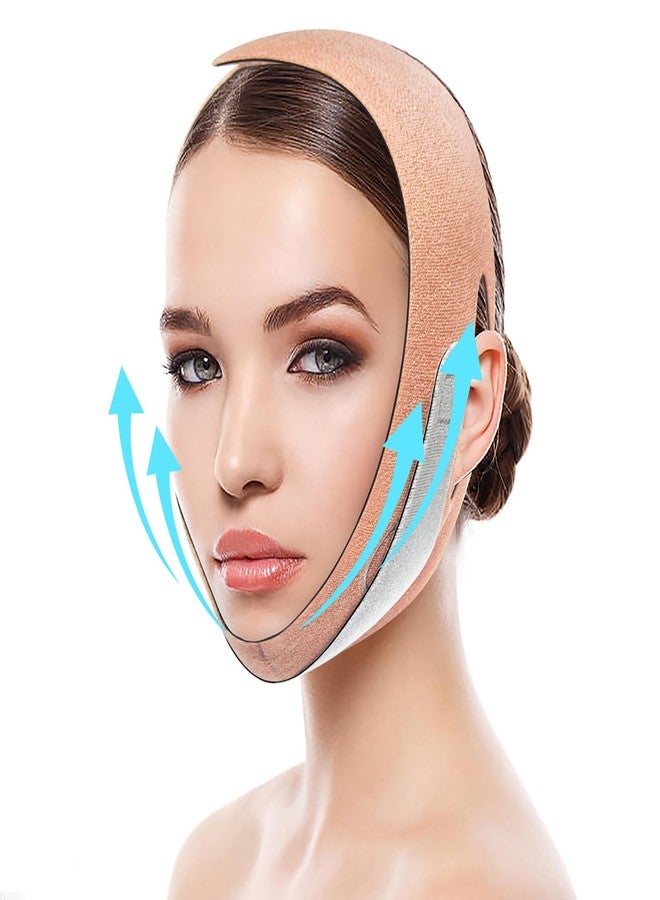 FERNIDA V Line Lifting Mask Chin Strap, FERNIDA Soft V Shaped Face Mask Chin Cheek Lift Band Jaw Exerciser for Women and Men, Orange - Image 1