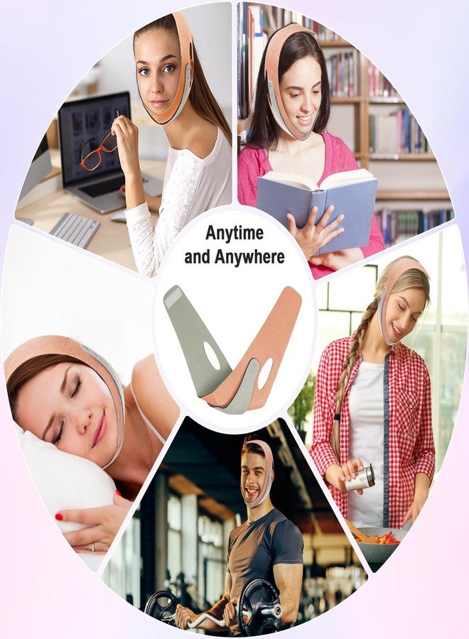 FERNIDA V Line Lifting Mask Chin Strap, FERNIDA Soft V Shaped Face Mask Chin Cheek Lift Band Jaw Exerciser for Women and Men, Orange - Image 5