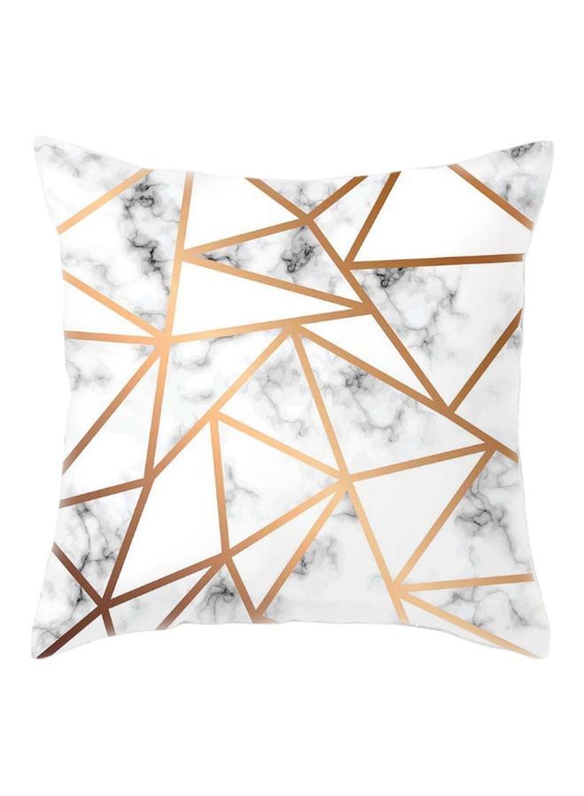NIBEMINENT Geometric Pattern Cushion Cover White/Grey/Gold 45x45cm