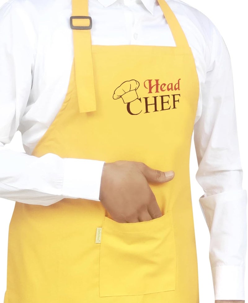 Switchon ® Waterproof Polyester Printed “HEAD CHEF” Apron with Front Pocket & Matching Chef Cap – Free Size | Durable Kitchen Apron for Men & Women | For Home Cooking, Hotels, Cafés & Restaurant Use - Image 4