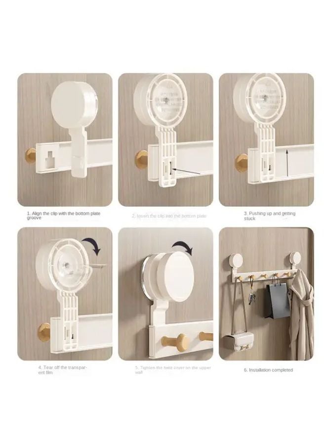 خطافات شفاطة بلون حليبي 6 قطع، حامل معاطف صناعي للحائط بدون حفر - Image 3