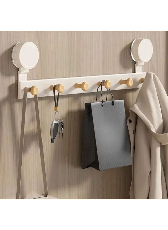 خطافات شفاطة بلون حليبي 6 قطع، حامل معاطف صناعي للحائط بدون حفر - Image 2