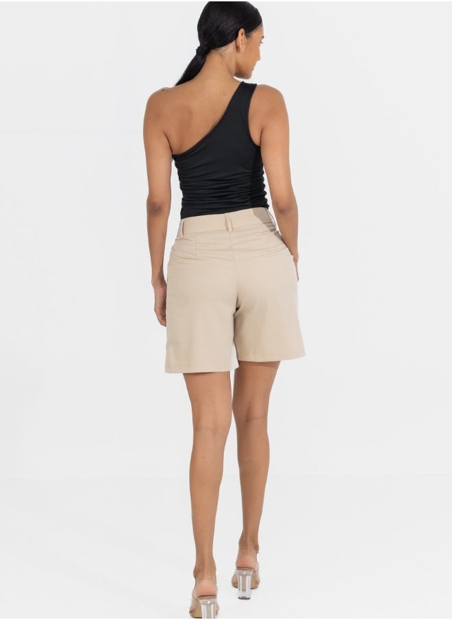 HaILYS Beige High-Waisted Tailored Shorts - Elegant Summer Shorts  - Image 4