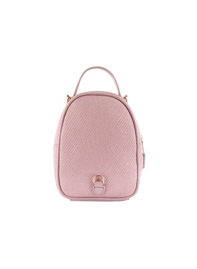 فوسكا حقيبة ظهر صغيرة (Mini Backpack) نسائية Foska قماش وكروس - عصرية ومقبض علوي لون بينك - 16x21 سم - Image 4