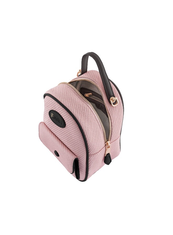 فوسكا حقيبة ظهر صغيرة (Mini Backpack) نسائية Foska قماش وكروس - عصرية ومقبض علوي لون بينك - 16x21 سم - Image 5